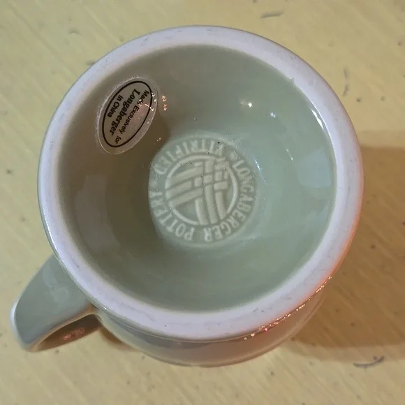 Longaberger Pottery Mug | Sage Green Footed Coffee Cup - Picture 7 of 7